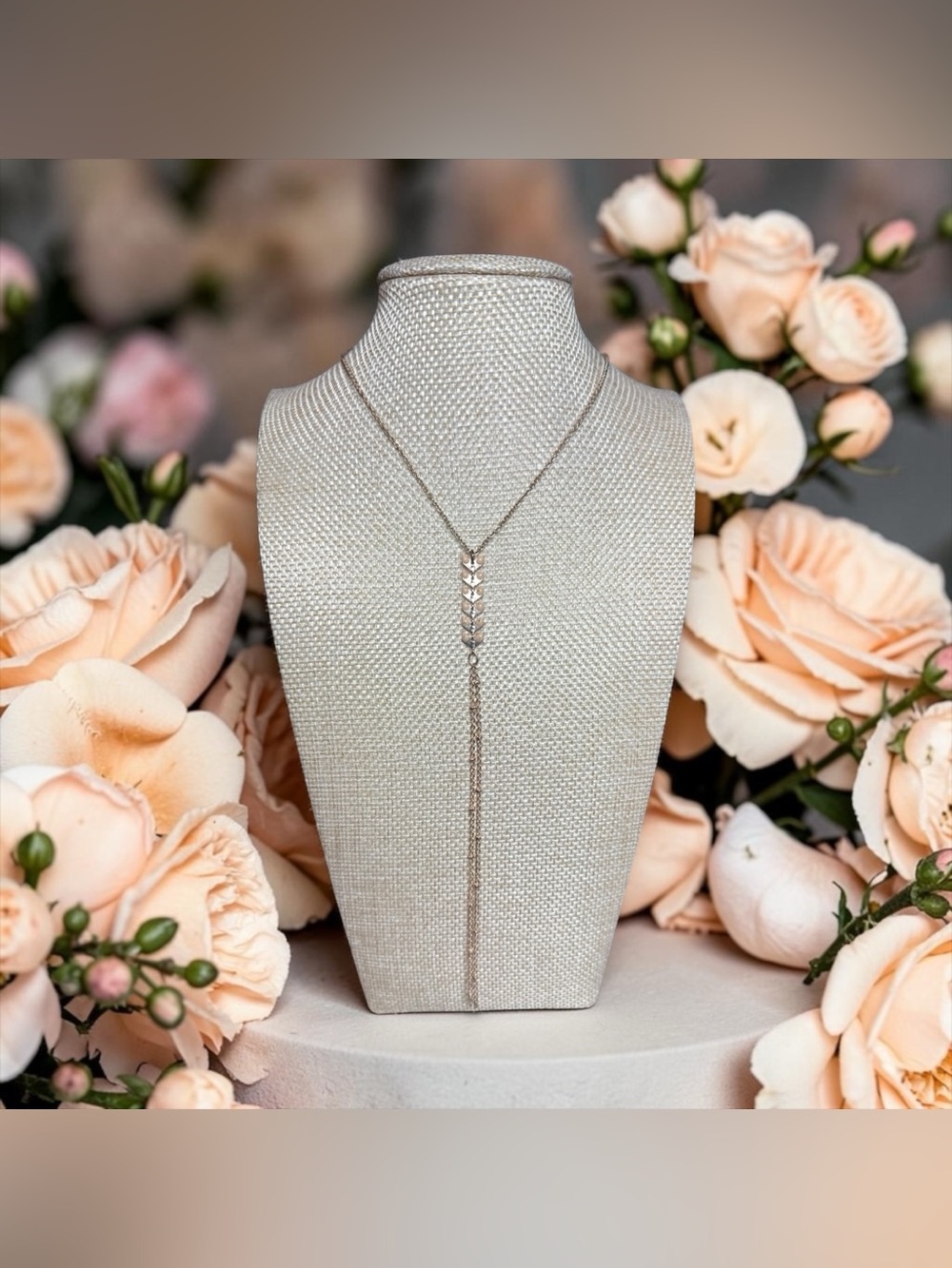 🏷️‼️5/$25🏷️‼️💕LC Lauren Conrad💕Rose Gold-Tone Chevron Lariat Necklace/EUC
